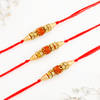 Gift Rudraksha Rakhi Set Of 3 With Chocolate
