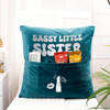 Buy Sassy Little Sister Personalized Velvet Pocket Cushion - Blue