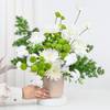 Shop Serene White Blooms In Striped Ceramic Planter