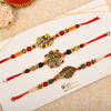 Gift Set of 3 Antique Rakhi with Meena Work
