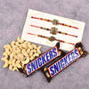 Set of 3 Rakhi with Cashews & Snickers Chocolates (2 Pcs)