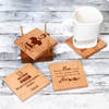 Set of 4 Personalized Wooden Coasters with Holder for Boss's Day