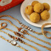 Set Of 5 Kundan Rakhi With Besan Ladoo