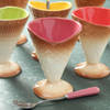Gift Set of 6 Cone shaped Ice Cream Bowls with Spoons