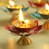 Gift Set Of 6 Metal Diya with Besan Ladoo (400 Gms)
