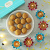 Set Of 6 Metal Diya with Besan Ladoo (400 Gms)