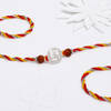 Gift Silver-Plated Swastik And Rudraksh Rakhi