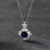 Gift Sterling Silver Rhodium Sapphire Pendant