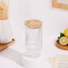 Buy Stylish Ribbed Glass Sipper With Bamboo Lid And Straw