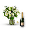 Stylish white bouquet with Champagne.