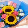 Shop Sunny Sunflower, Gerbera & Blue Orchid Bouquet
