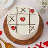 Gift Tic-Tac-Heart Red Velvet Cake For Valentine’s Day (500 Gm)