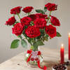 Valentine's Day 14 Red Rose Arrangement In Hourglass Vase