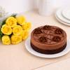 Valentine's Day Golden Blooms And Chocolate Cake Online