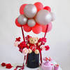 Valentine's Day Roses, Teddy, And Balloons Arrangement