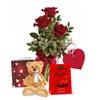 Valentine's Day Roses, Teddy & Truffles Hamper Online