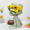 Valentine's Day Sunshine Blooms And Truffle Cake Combo