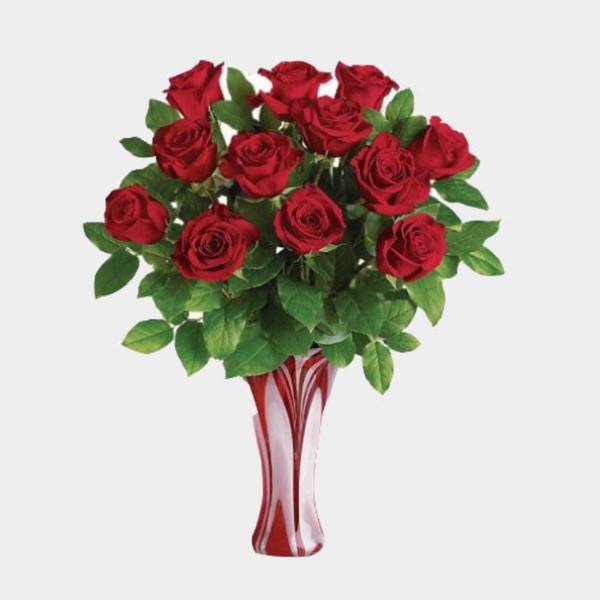 12 Long Stem Red Roses for Valentine's Day