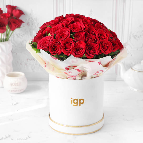 50 Dutch Red Roses Valentine's Day Arrangement
