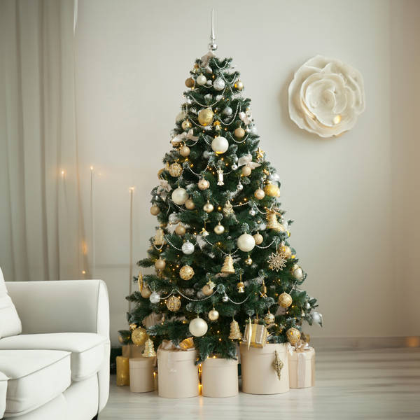 6 to 7 Feet Charming Artificial Christmas Tree with Decorations