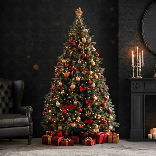 6 to 7 feet  Wonderful Green Fresh Christmas Tree With Decoration