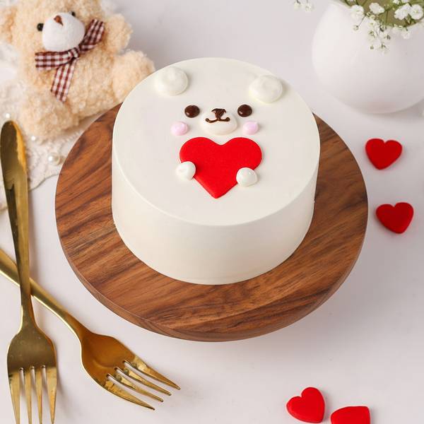 Adorable Red Velvet Valentine's Day Teddy Cake