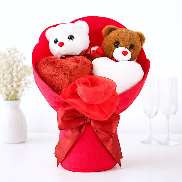 Adorable Teddy Bouquet For Valentines Day
