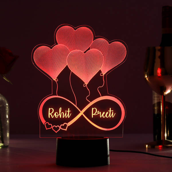 All Hearts Personalized Multicolored LED Lamp