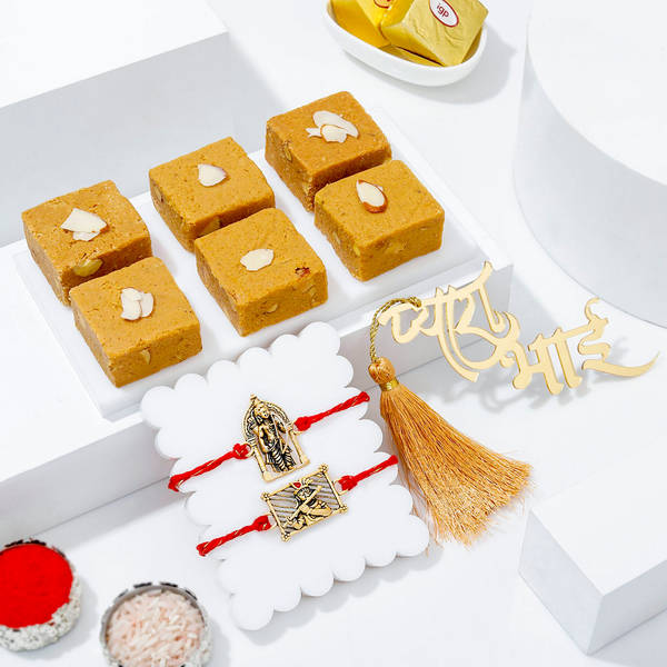 Auspicious Lord Ram And Krishna Rakhi Combo - Set Of 2
