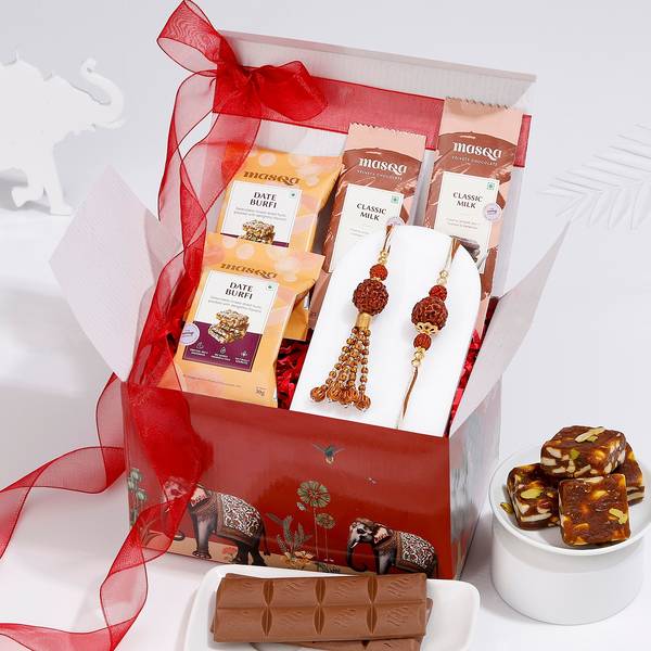 Auspicious Rudraksha Bhaiya Bhabhi Rakhi Hamper