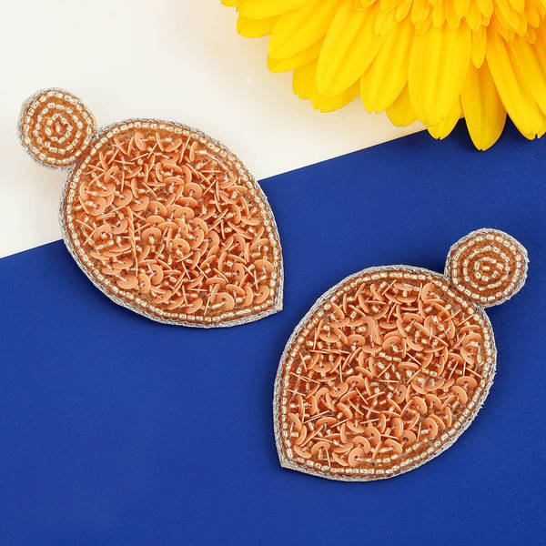 Beaded Drop Orange Earrings