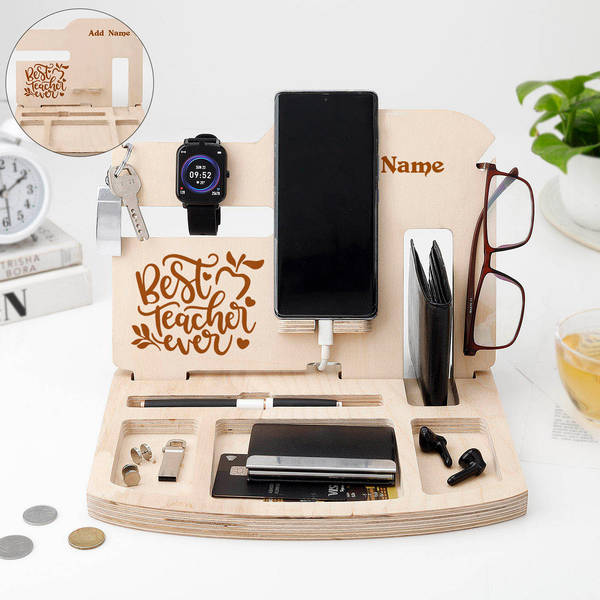 Best Teacher Personalized Wooden Desk Organiser