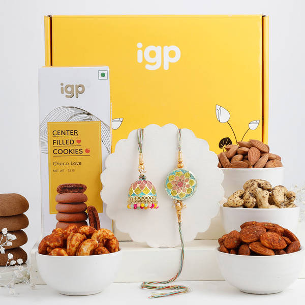 Bhaiya Bhabhi Mettalic Rakhi Hamper