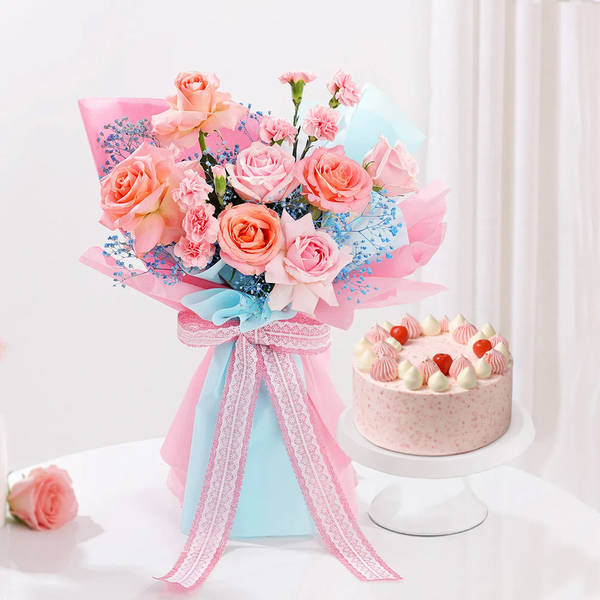 Birthday Bliss Treats And Blooms Combo