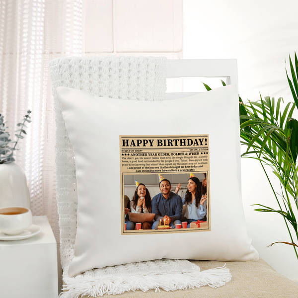 Birthday Bulletin Personalized Cushion