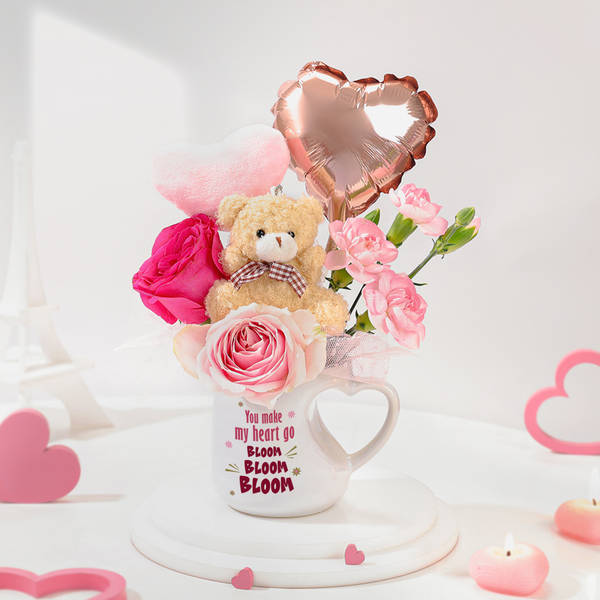Blooming Heart Valentine's Day Mug Arrangement