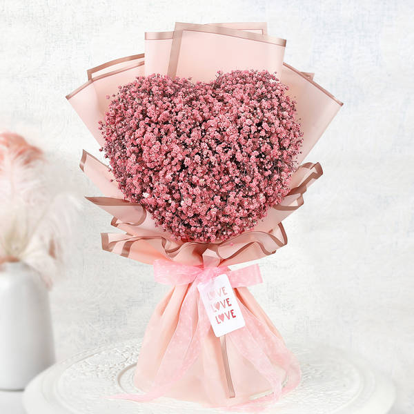 Blush Gypsophila Heart Bouquet