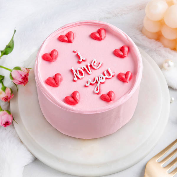 Blush Pink I Love You Cake (1 Kg)