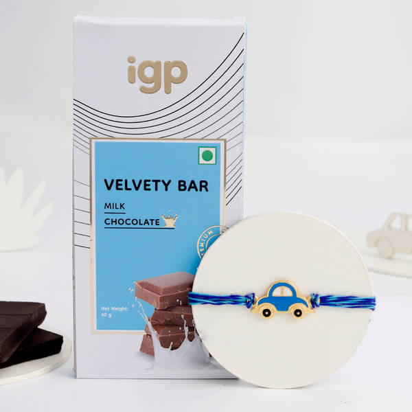 Bountiful Kids Car Rakhi And Chocolate Bar