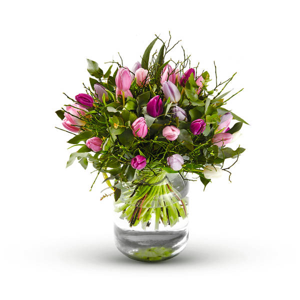 Bouquet with tulips in pastel