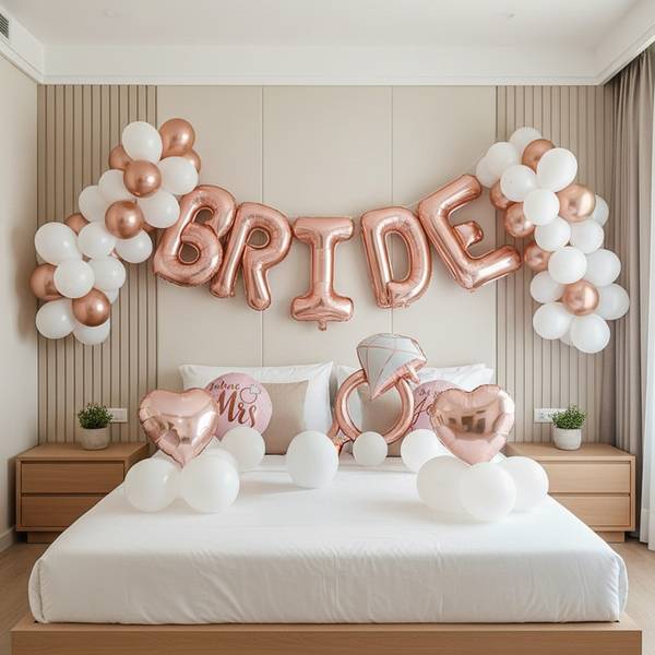 Bride to Be Rose Gold & White Balloon Decor