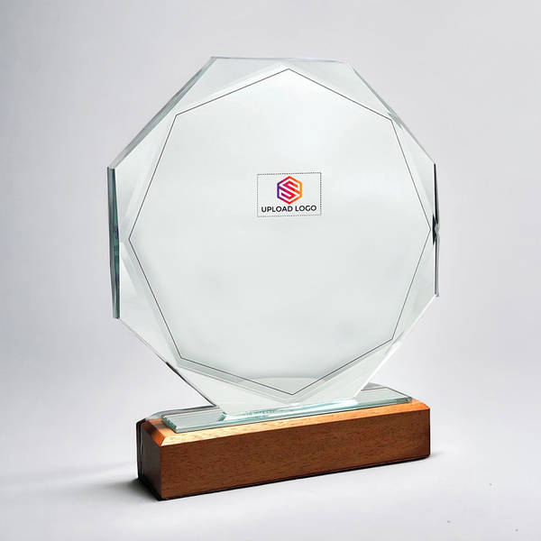 Brown Base Crystal Octagon Trophy