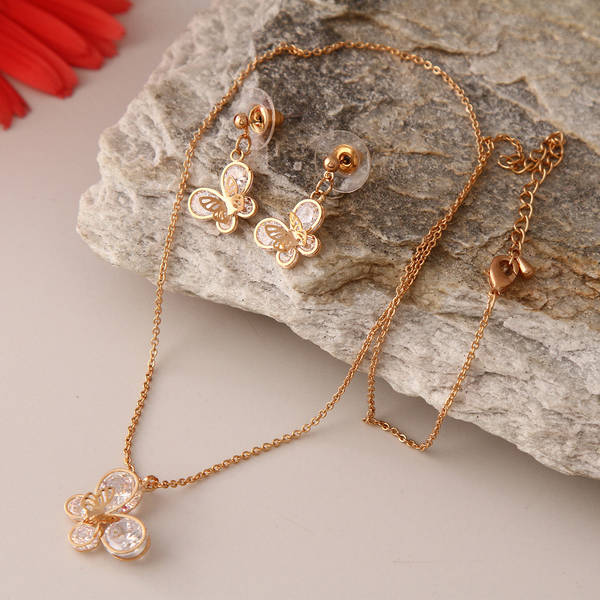 Butterfly Designed Gold Plated Necklace Set