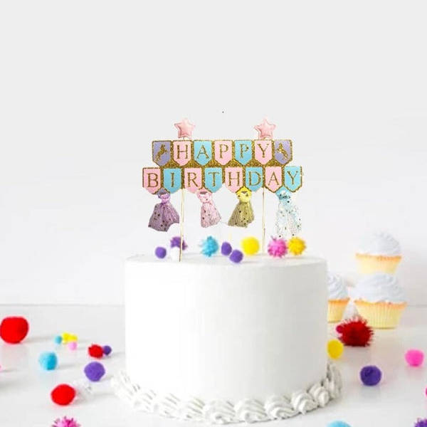 Cake Topper - Happy Birthday Banner - Multi - Single Piece