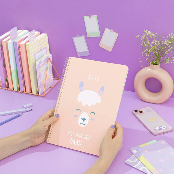Charming Alpaca Personalized Spiral Notebook