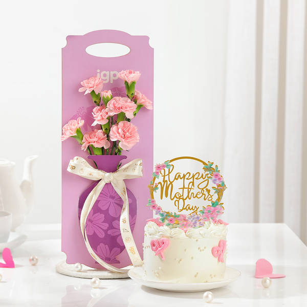 Charming Blooms And Mother's Day Cake Combo