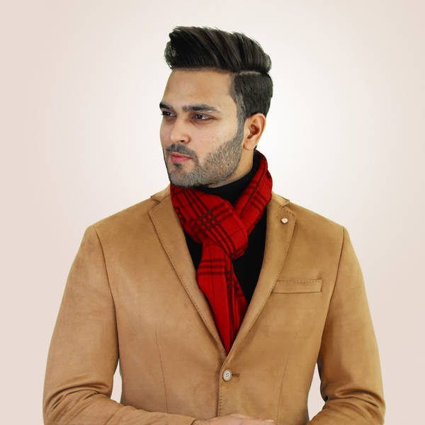 Checkered Red Unisex Pashmina Muffler