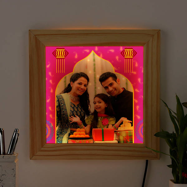 Cheerful Diwali Personalized Wooden Photo Frame