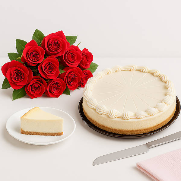 Cheesecake and 24 Roses