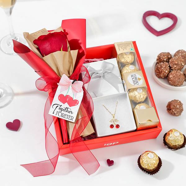 Cherry Necklace & Chocolate Hamper